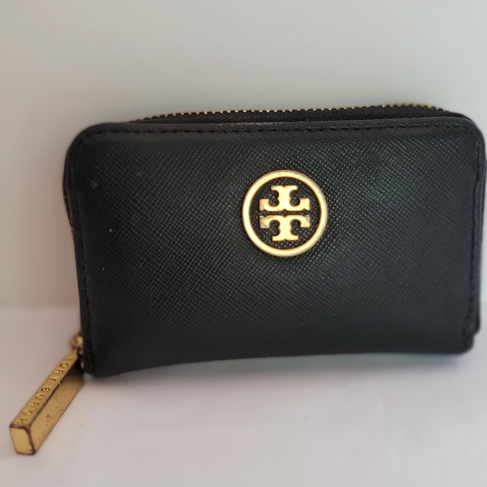 Tory Burch Black Wallet with Gold Logo